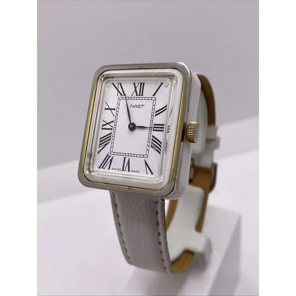Vintage Rare Acrylic Swiss Made Nast Mechanical Watch Works Running